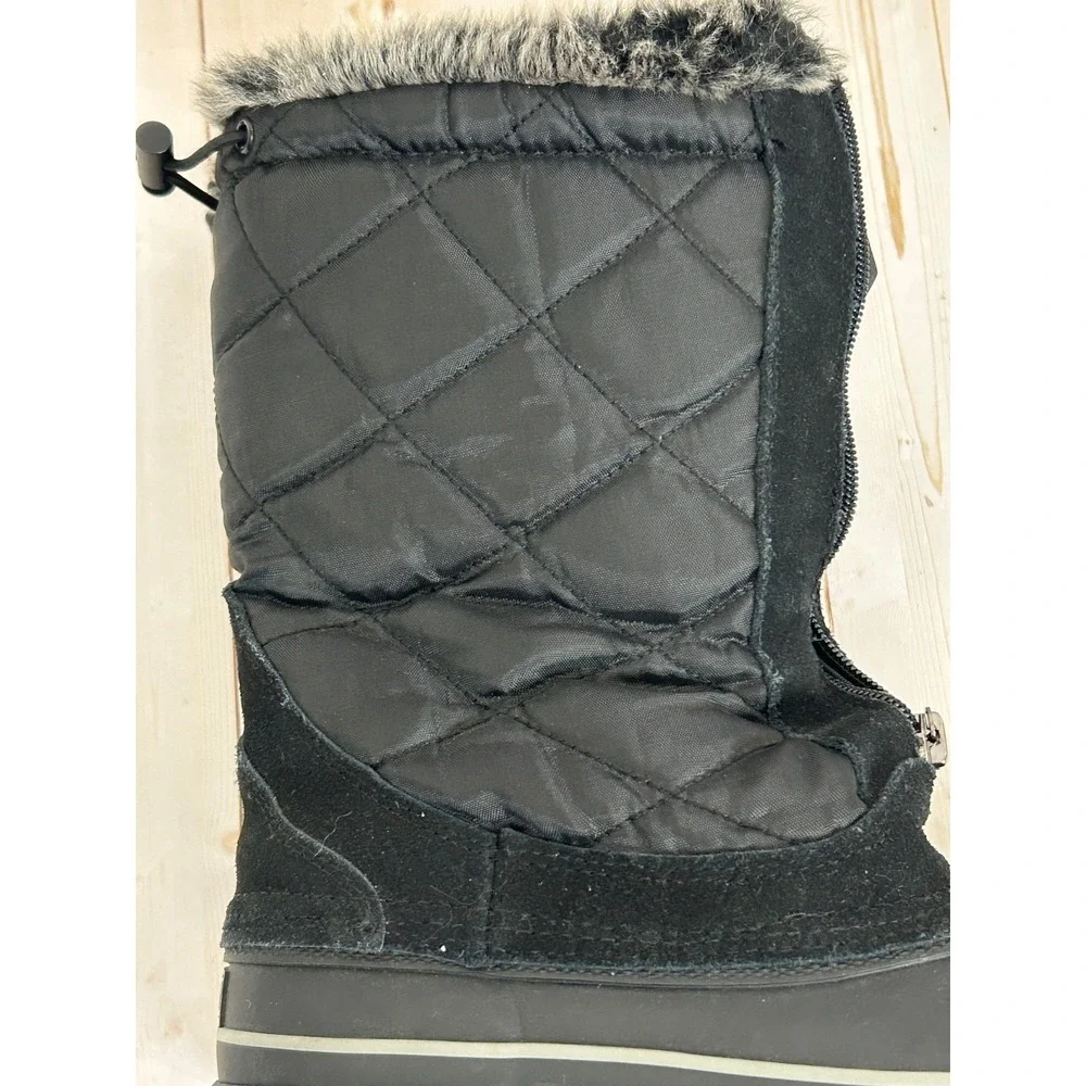 Khombu Women's Black Quilted Faux Fur Lined Zippered Winter Snow Boots Size‎ 6M